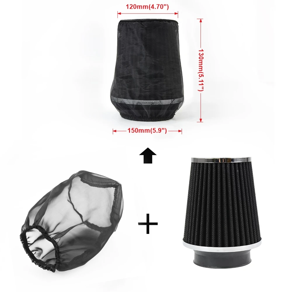 Hot Sell Air Filter Protective Cover Waterproof OilProof  Dustproof Air Intake Filter For Cylindrical High-flow Black Air Filter