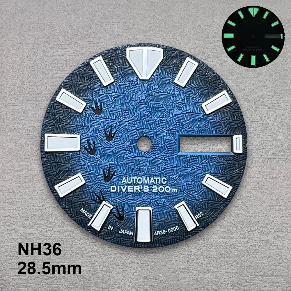 28.5mm High Quality S Logo NH35 Dial 3D Footprints Dial SKX007/SUB Dial Fit NH36 Movement C3 Green Luminous NH35 Accessories