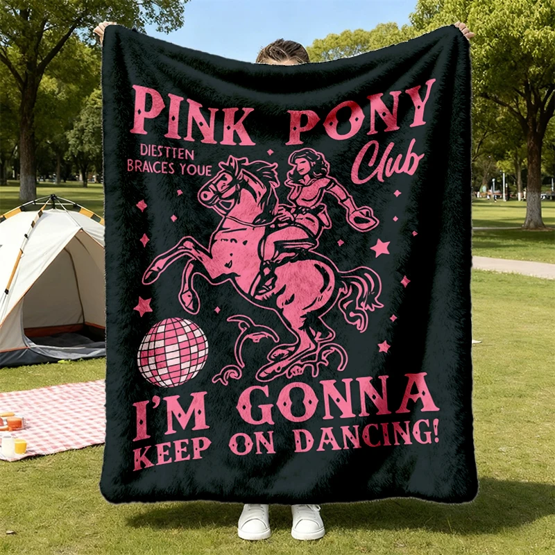 Pink Pony Club Flannel Blanket, I'm Gonna Keep On Dancing Flannel Throw, Sapphic Lesbian Pride Music Cozy Blanket, Weste