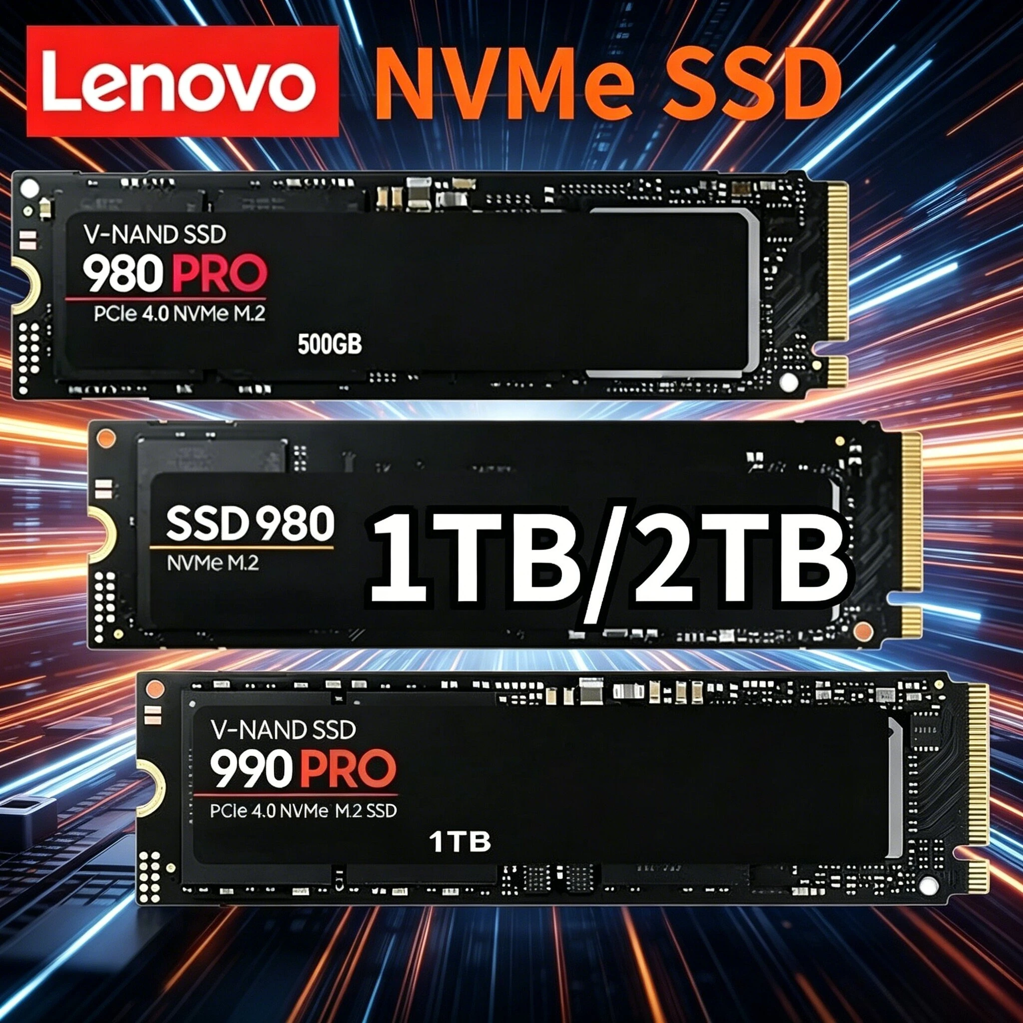 

Твердотельный накопитель Lenovo 980Pro/990Pro M2 SSD, 2 ТБ, 4 ТБ, 1 ТБ, PCIe 4.0 NVMe, 7400 МБ/с, подходит для ноутбуков и настольных ПК