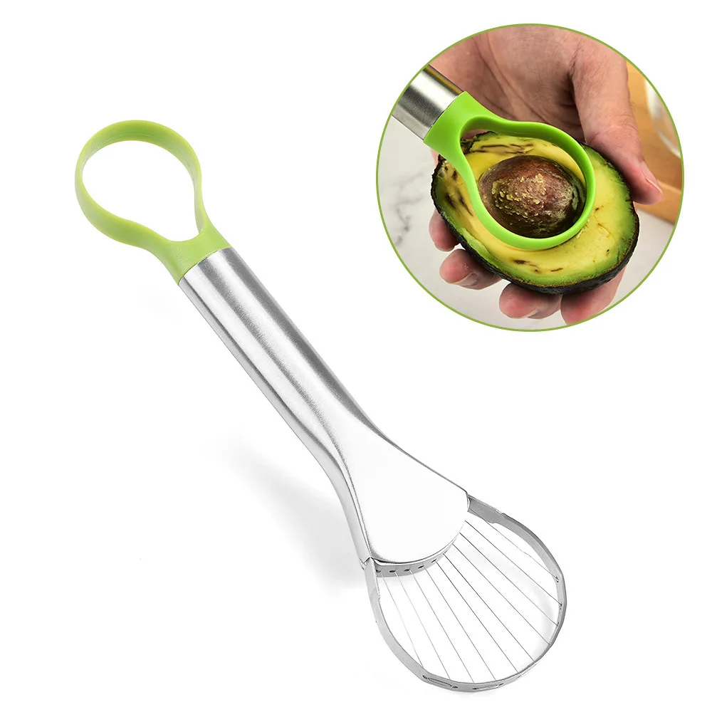 Grattugia per avocado e frutta Utensile da cucina multifunzione in acciaio inossidabile per affettare e grattugia snocciolati