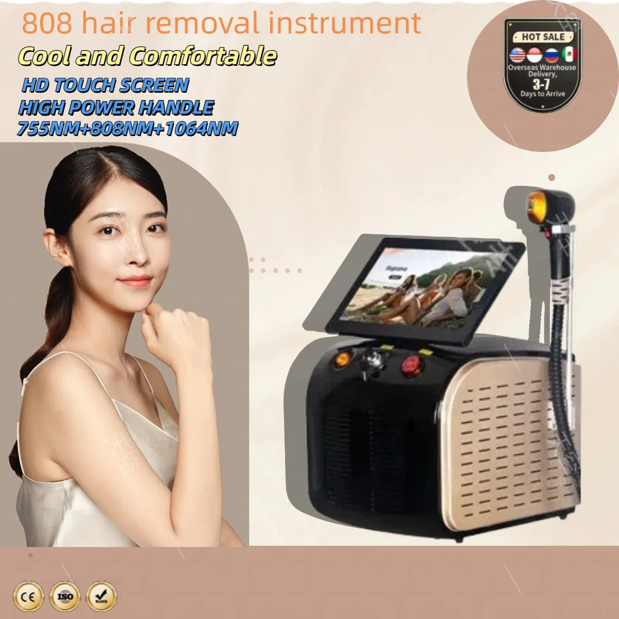 Hair Removal Professional 808nm Diode Laser Hair Removal Machine Skin Rejuvenation Ice Titanium Painless Permanent Hair Removal