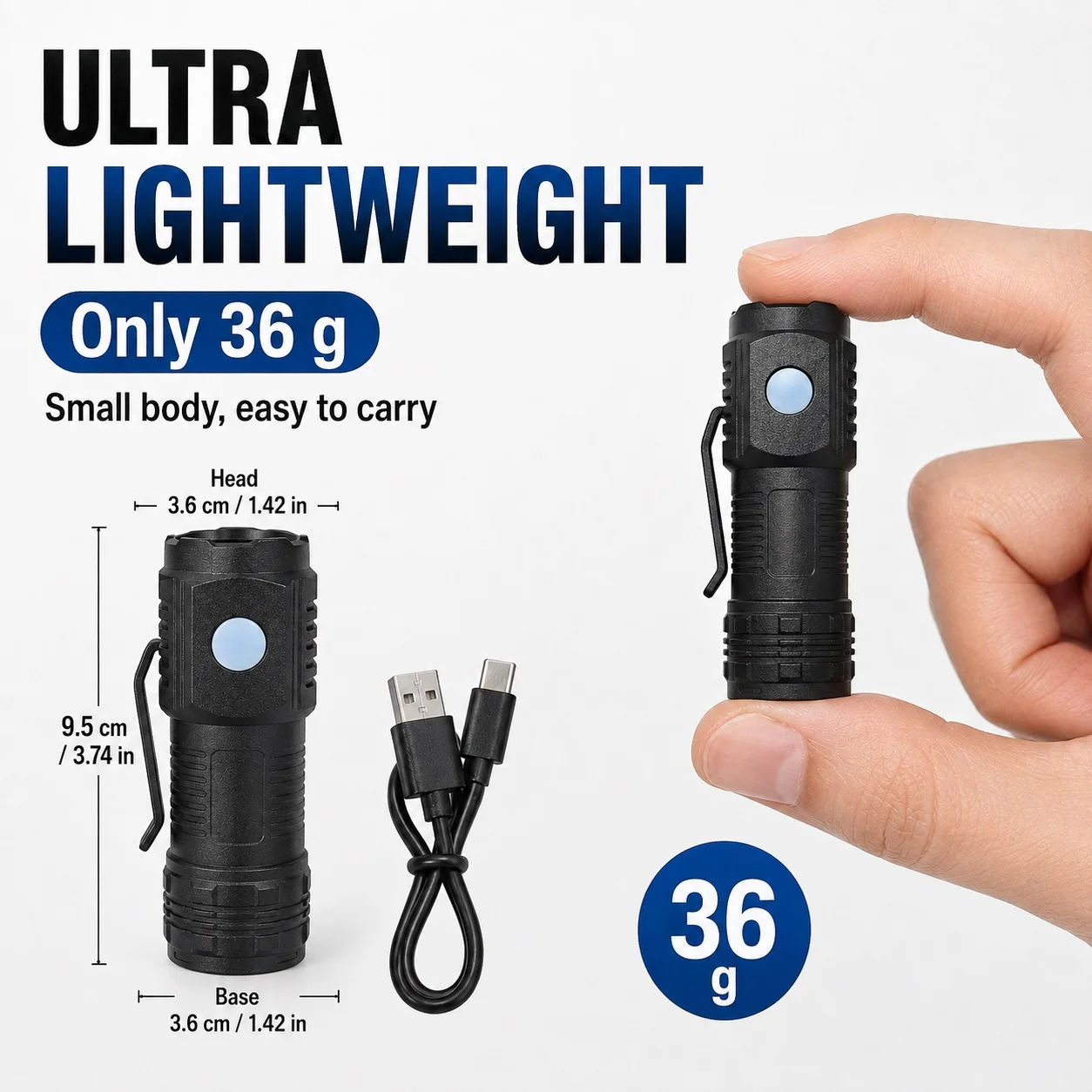 Small Portable High-Brightness Flashlight, High-Brightness Main Light, Multifunctional Cob Side Light, Type-C Charging Interface, Comes with Charging Cable, Lightweight and Portable, Non-Slip Textured Body, with Clip for Easy Carrying, Suitable for Home Emergency Lighting, Outdoor Exploration, Hiking, Garage Maintenance, Night Shift Duty, Night-Time Dog Walking, and as a Backup Flashlight for Power Outages.