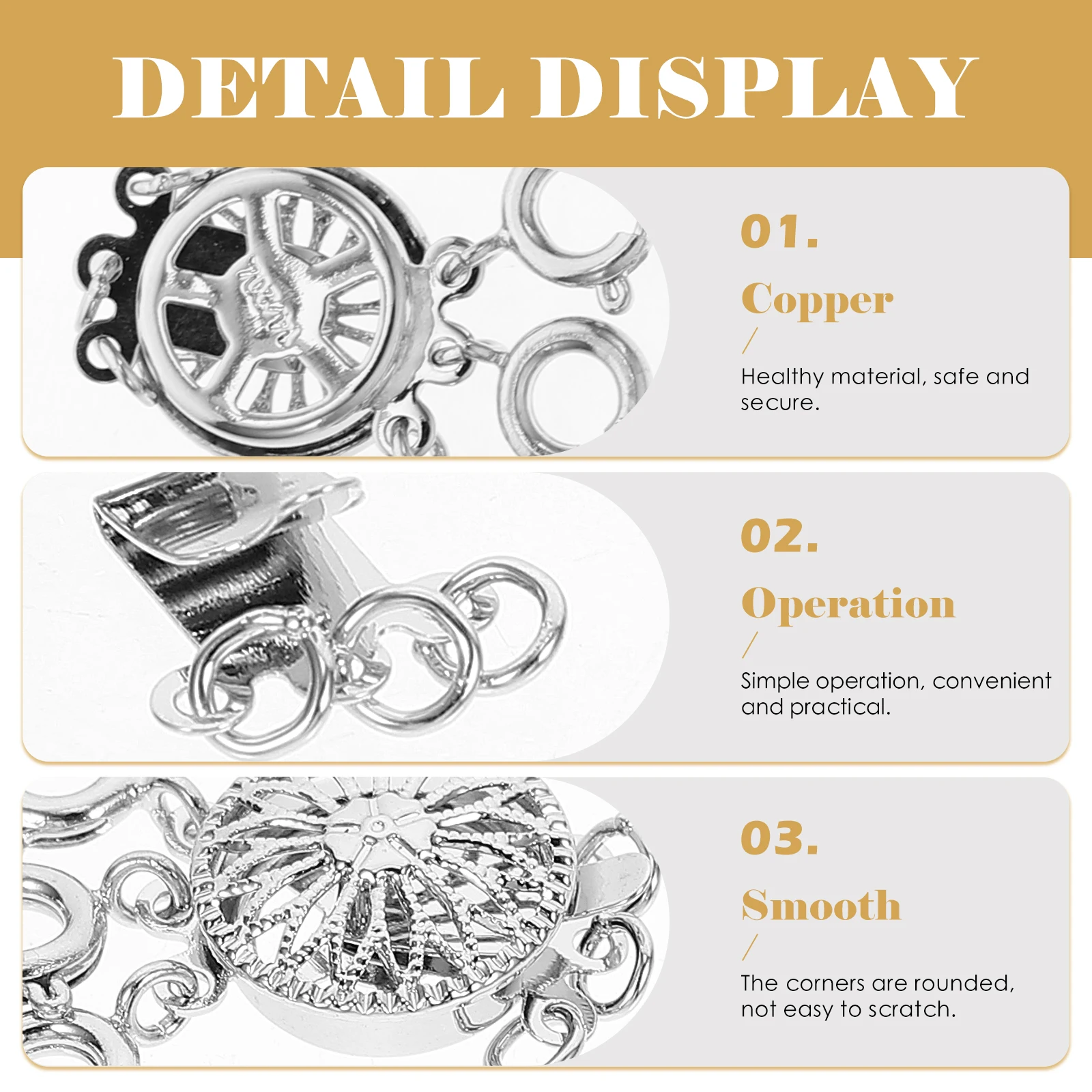 

2Pcs Necklace Separator Buckle Durable Stylish DIY Multi-Row Necklace Clasp Jewelry Making Accessories Bracelet Buckle