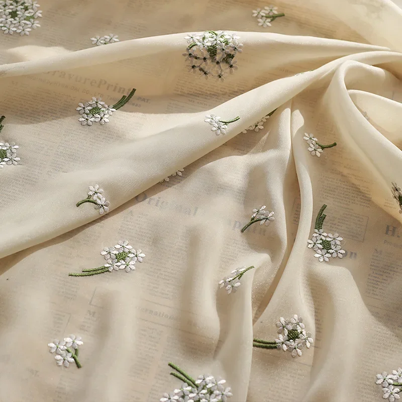 

Имитация шелка, яркая шелковая пряжа, ткань с вышивкой одуванчика, женская ткань для юбки, платья своими руками