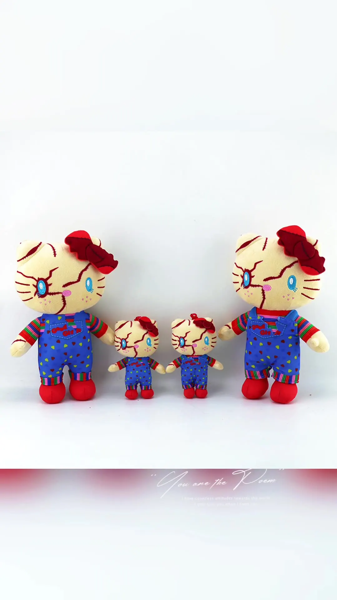 هالوين الرعب دمية ألعاب من نسيج مخملي فيلم مدينة أنيمي محشوة شخصية مرحبا كيتي المفاتيح على ظهره قلادة معلقة هدية