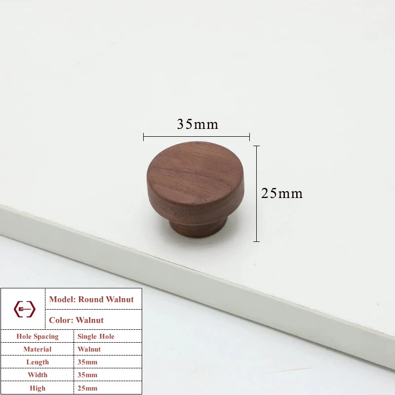 Walnoot Beuken Keukenkast Handvat Lade Massief Houten Meubeldeur Lade Ronde Knop Kast Houten Handvat Hardware Lange Trek