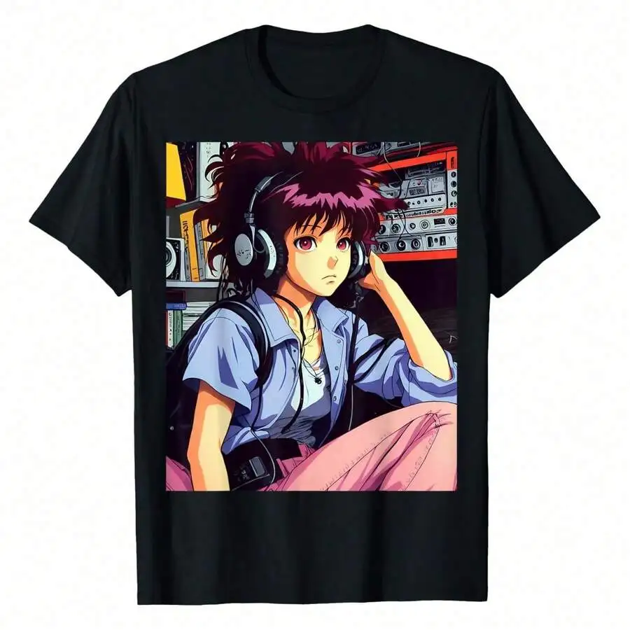 

Anime Graphic Cotton T-Shirt Crew Neck Casual Print Tee