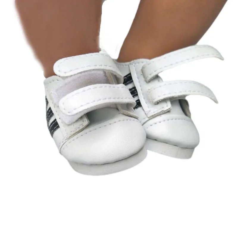 7.5CM shoes For 43 cm baby Dolls Shoes white sneackers fits For 18 