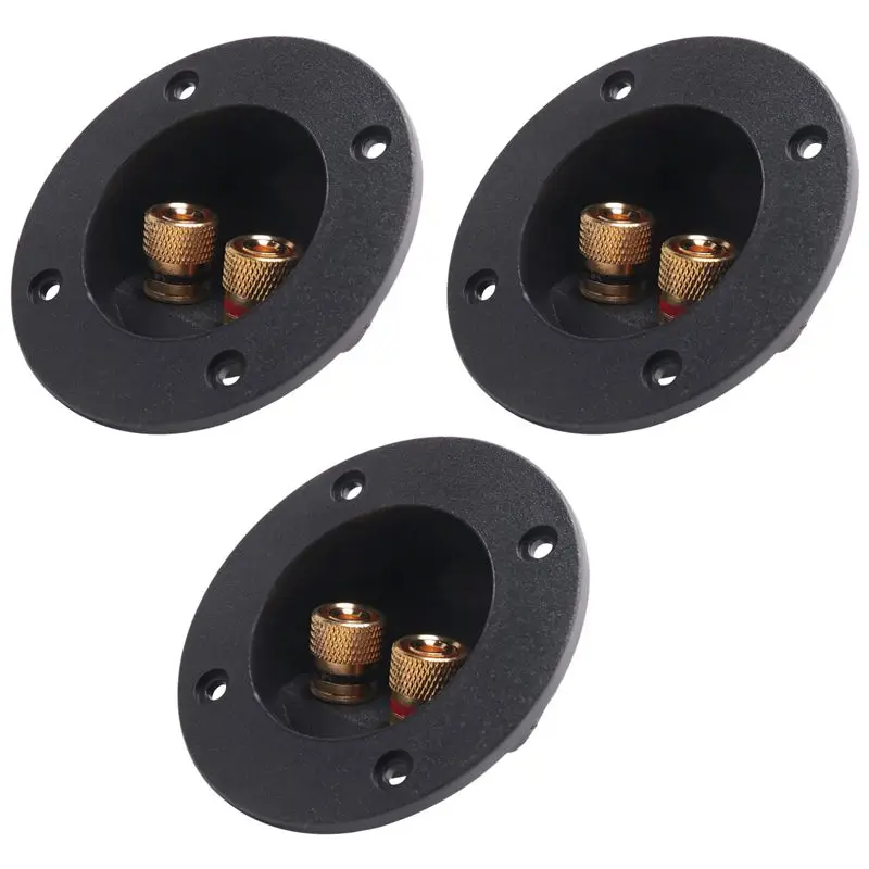 Delicate Texture-3 Pcs DIY Home Car Stereo 2-Way Speaker Box Terminal Binding Post Round Spring Cup Connectors Subwoofer Plugs (