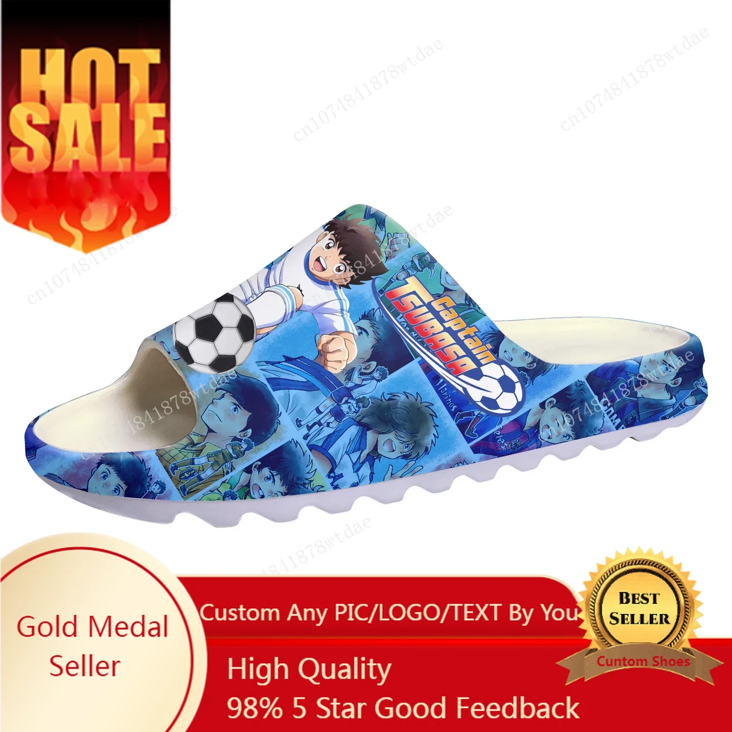 

Captain Tsubasa Ozora Tsubasa Soft Sole Sllipers Mens Womens Teenager Home Clogs Step In Water Shoes On Shit Customize Sandals