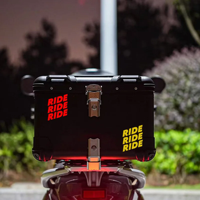 

1SET "RIDE RIDE RIDE" Waterproof Stickers – Red/Black/Silver Vinyl Decals for Motorcycle Helmet Car Decor