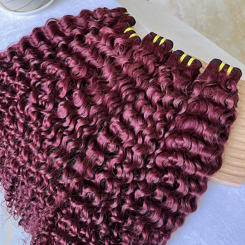 مجعد عميق # 99j بورجوندي حزم الشعر البشري الملون 100% عذراء الفيتنامية شعر مموج نسج ملحقات 100 جرام للنساء