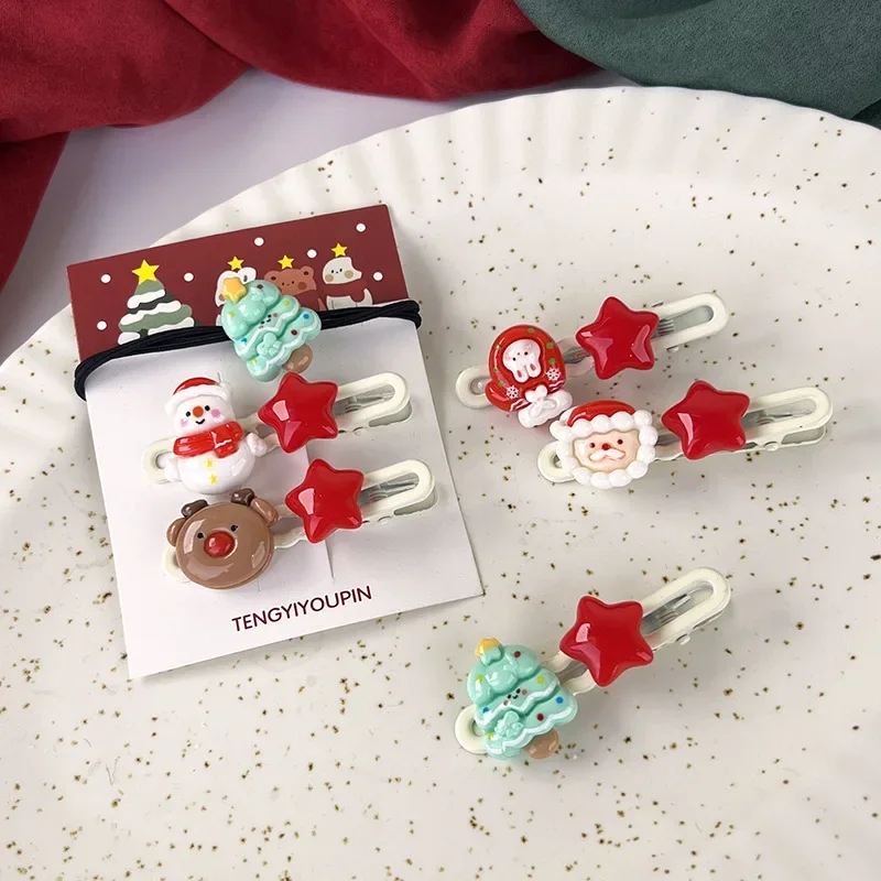 3pcs/set Christmas Hair Clips for Children Hair Accessories Christmas Hairpins Barrettes Festival Party Headwear Holiday Gifts