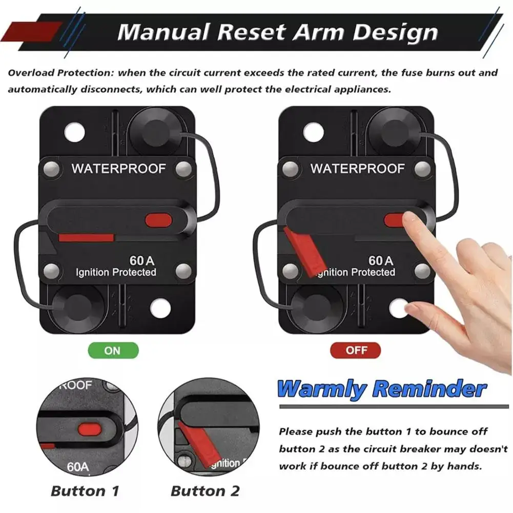 Auto Yacht RV Automatic Circuit Breaker Safety Seat Circuit Recoverable Switch Suitable For Automotive ATV Marine Sound System