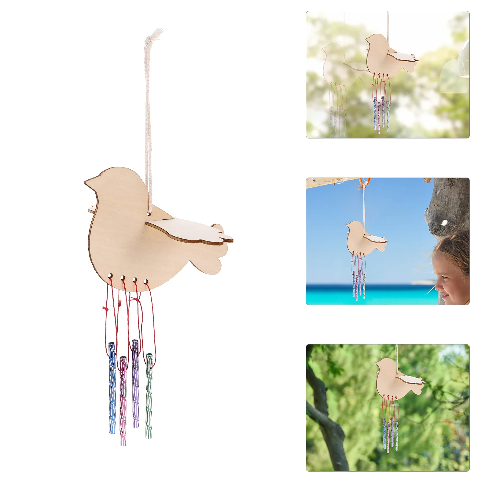 

1 set 1 Set Diy Birds Wind Chime Kit Wooden Handmade Outdoor Garden Decoration Hanging Balcony Windbell Craft For Party Favors