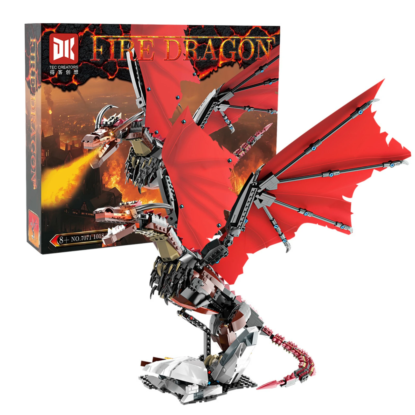 Deke 7070PCS Ice Dragon bouwstenen modelkit - creatieve doe-het-zelf displaystenen voor volwassenen en tieners