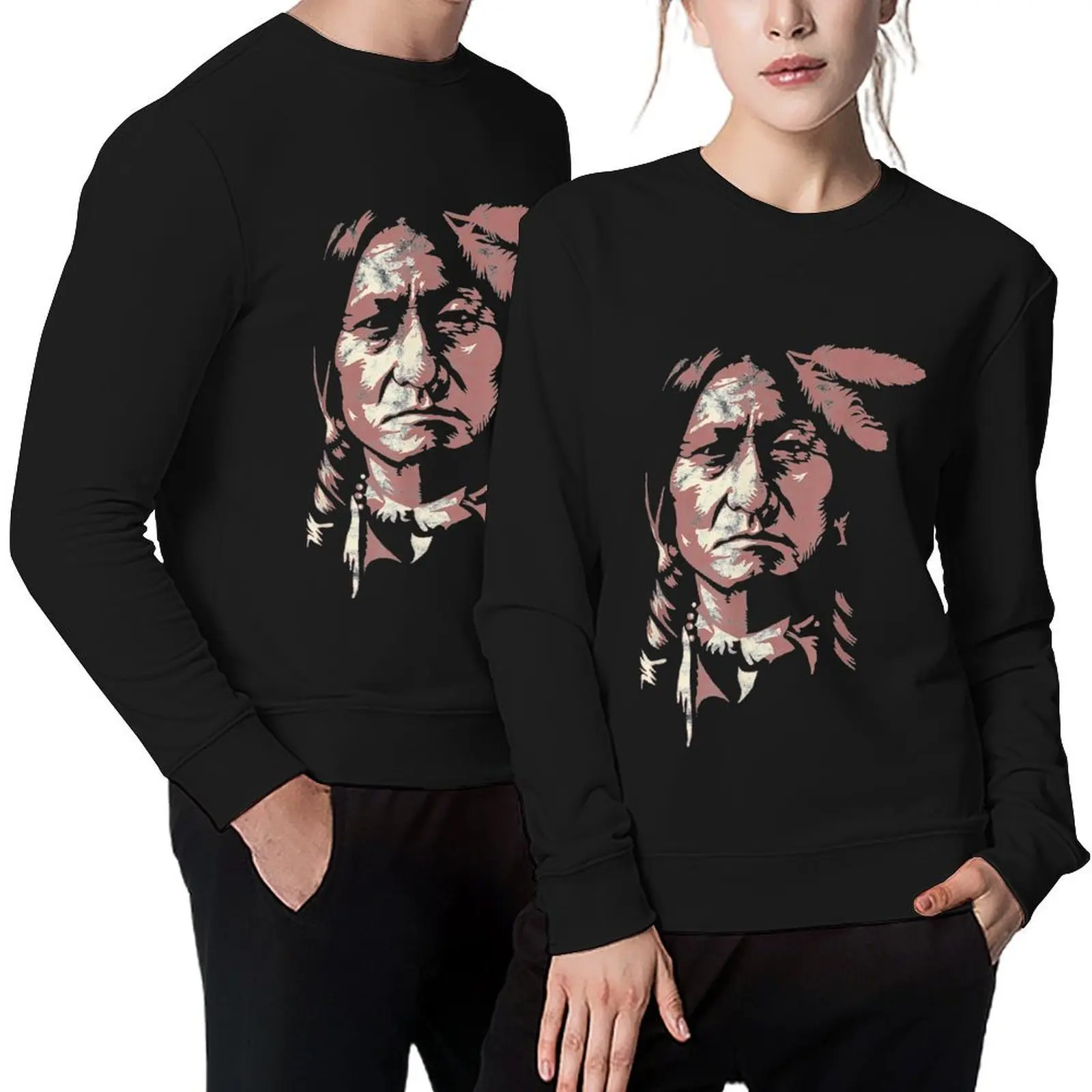 

Sitting Bull Native American Chief Indian Warrior Pullover autumn new products graphic t shirts men blouse sweatshirt male