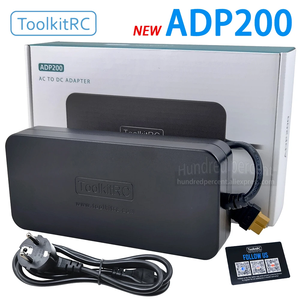 

Improved ToolkitRC ADP200 200W Charger Power Adapter DC 19.5V 10.3A Power Supply XT60 Output Suitable For DC Charger M6D M8P M8D