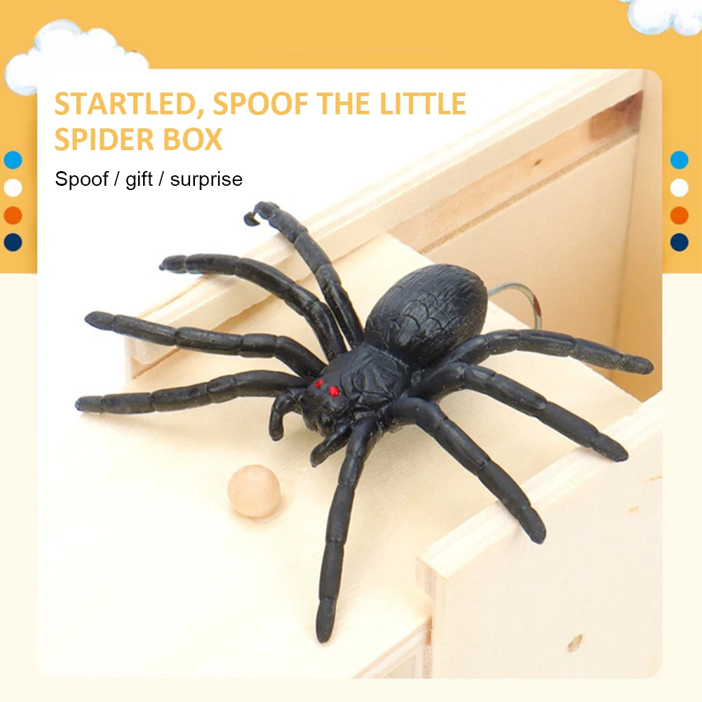 NEW Funny Scare Box Wooden Prank Spider Great Quality Prank Wooden Scarebox Interesting Play Trick Joke Toy Gift Surprising