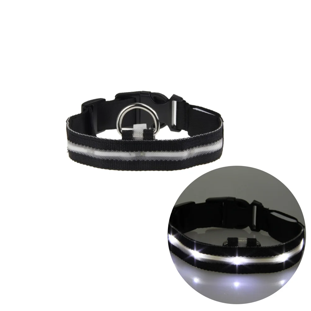 

Led Pet Dog Collar 2.5Cm Nylon Adjustable Lighted Safety Collar For Camping Flashing Glow In Dark 7 Colors
