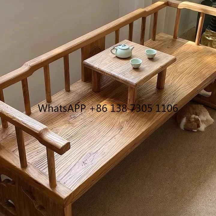 

Wabi Sansan Chinese Elm Arhat Bed Sofa Chair Meditation Zen Bed Small Unit Solid Wood Weathered Arhat Bed