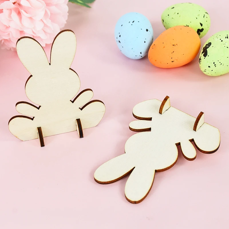 

10Pcs Wood Bunny Rabbit DIY Easter Ornament Kids DIY Painting Crafts Children Favors Gift Happy Easter Party Home Desktop Decor