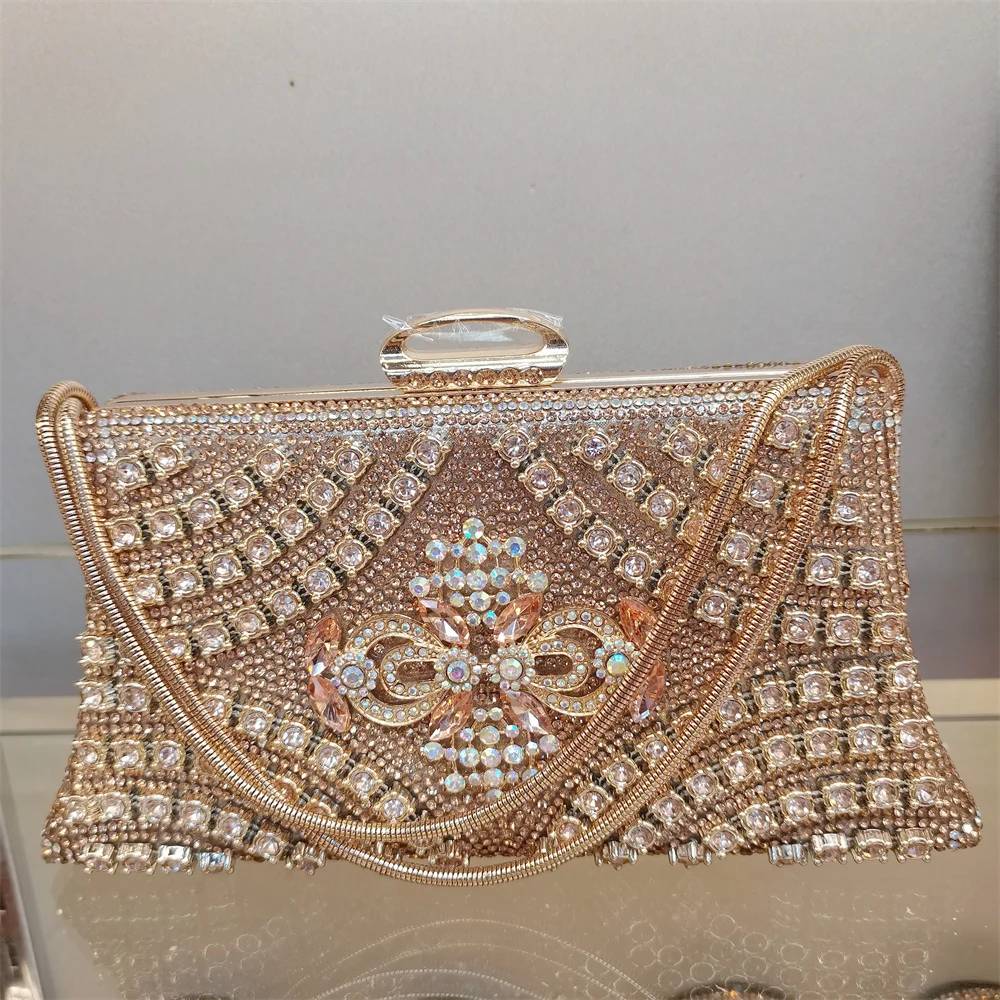 Luxury Women Rhinestone Evening Bag 2024 New Handbag Lady Shoulder Bag Elegant Bling Shiny Diamond Evening Clutch Bag F626-1