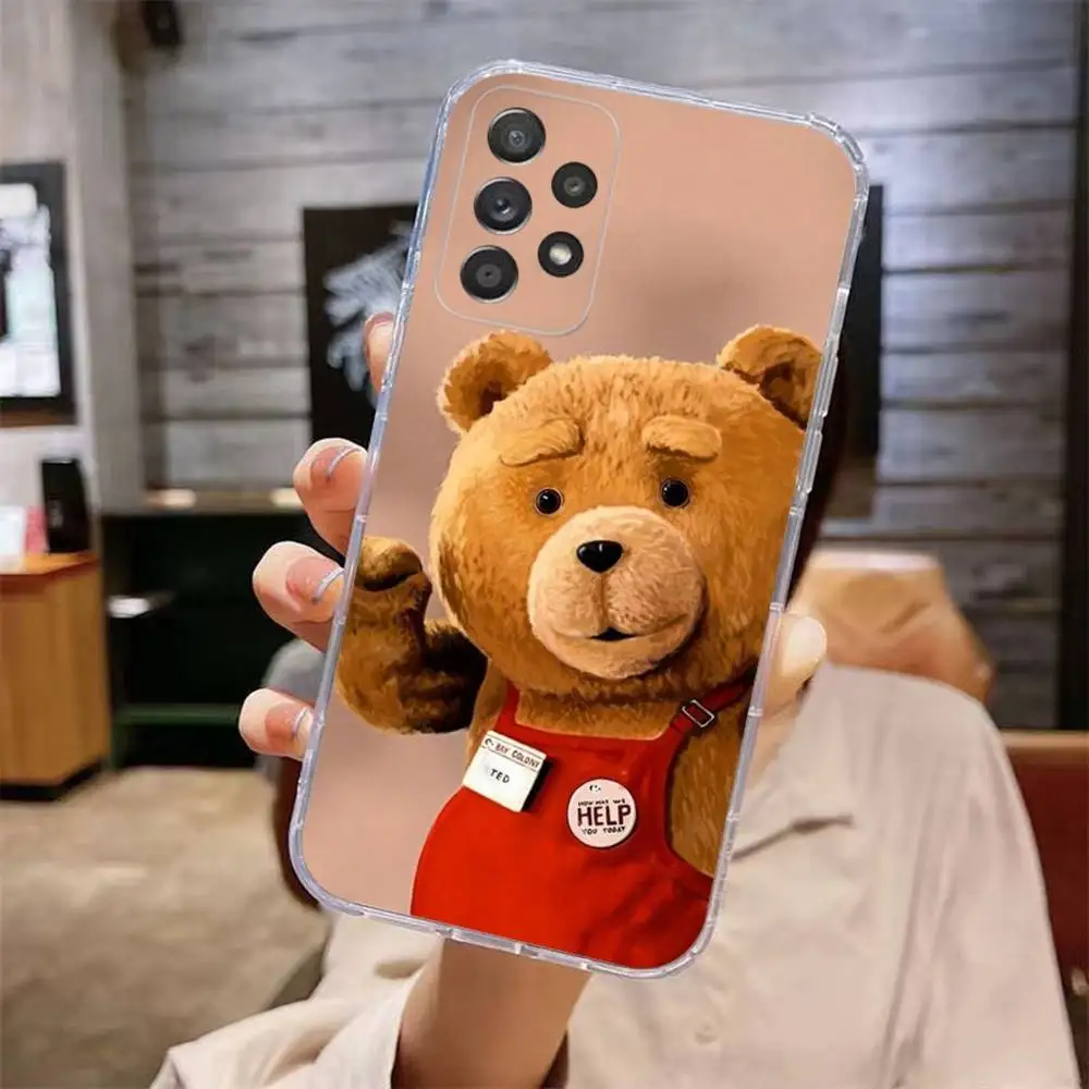 Bonita funda de teléfono T-Teds Bear para Samsung Galaxy A,71,70,52,51,40,31,50,50S,30S,21S,12,10,Note20ultra transparente