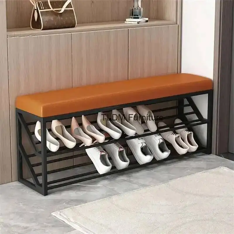 

Nordic Changing Wrought Shoe Home Iron Stool Furniture Hallway Porch Ottomans Household Shoe Cabinet Apartment Dormitory Bench