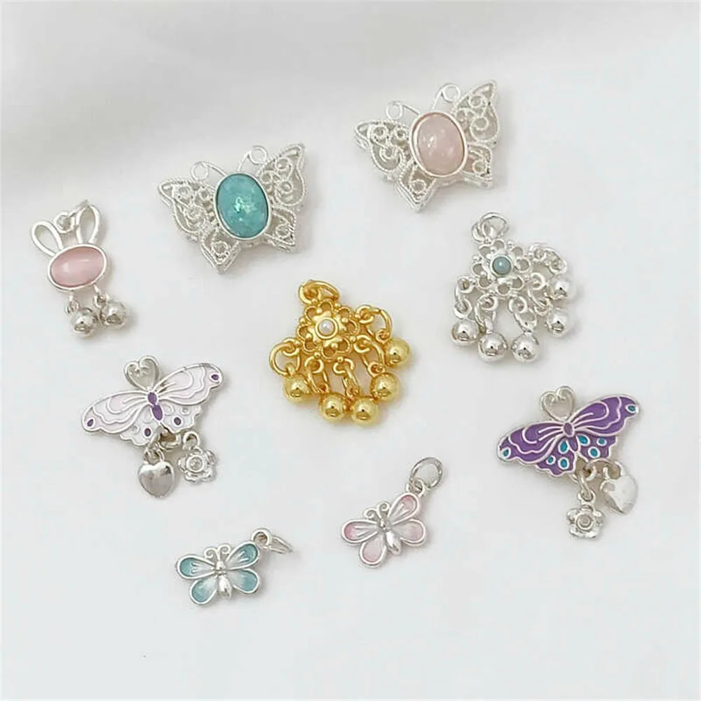 

Серебряная масляная капля, подвеска-бабочка, аксессуар, сделай сам, ручная работа, материал из бисера, браслет, ожерелье, кулон, аксессуар