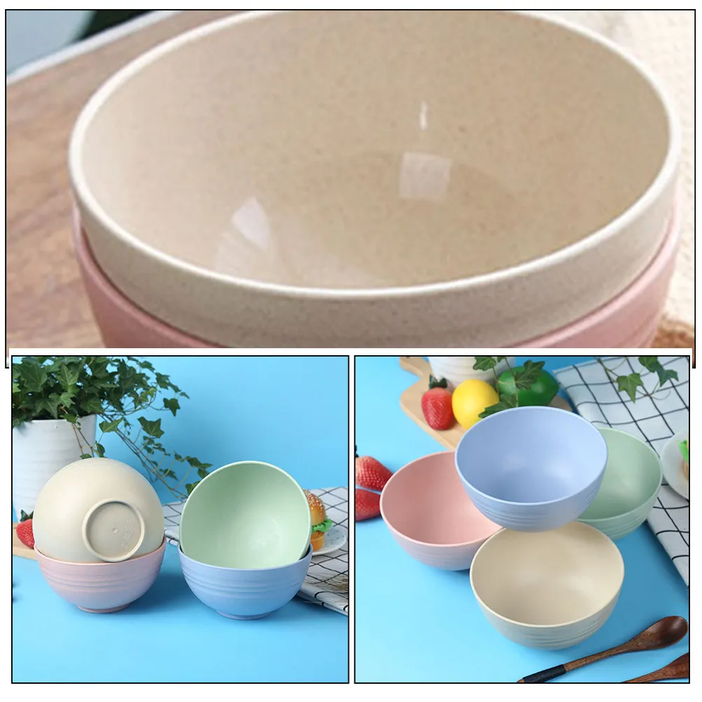 4Pcs Unbreakable Rice Bowls Set Stylish Lightweight Shatterproof Dinner Bowls for Family Meals Soup Noodles Cereal Salad Serving