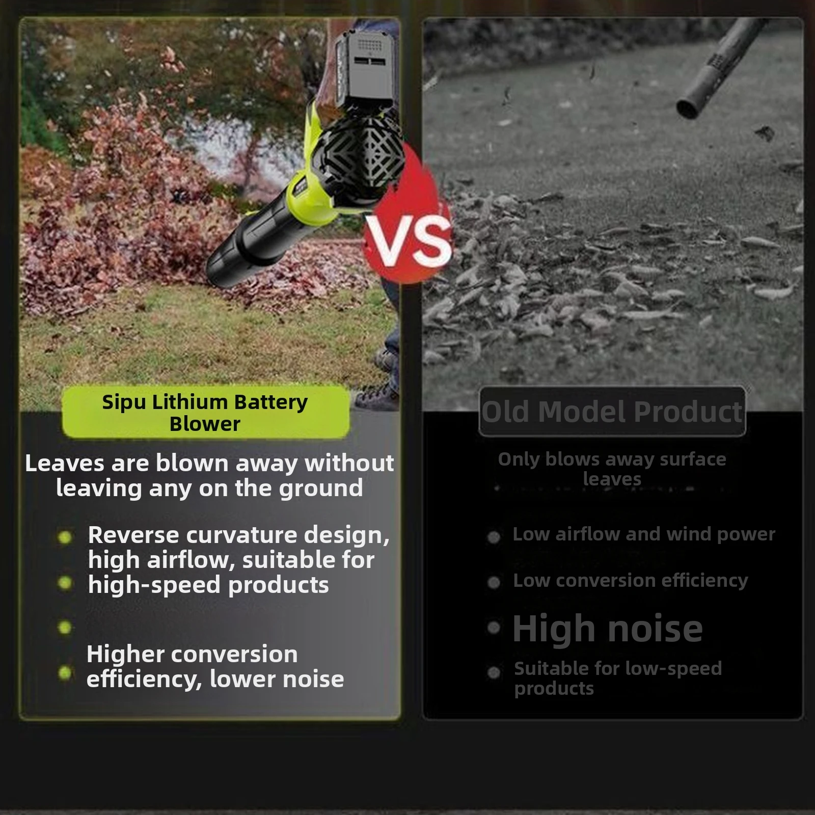 1PC Powerful Cordless Leaf Blower: 580 CFM Turbo Boost, 6 Speed Modes 35.2*18*24.2cm Hair Dryer Leaf Blower Garden Tools