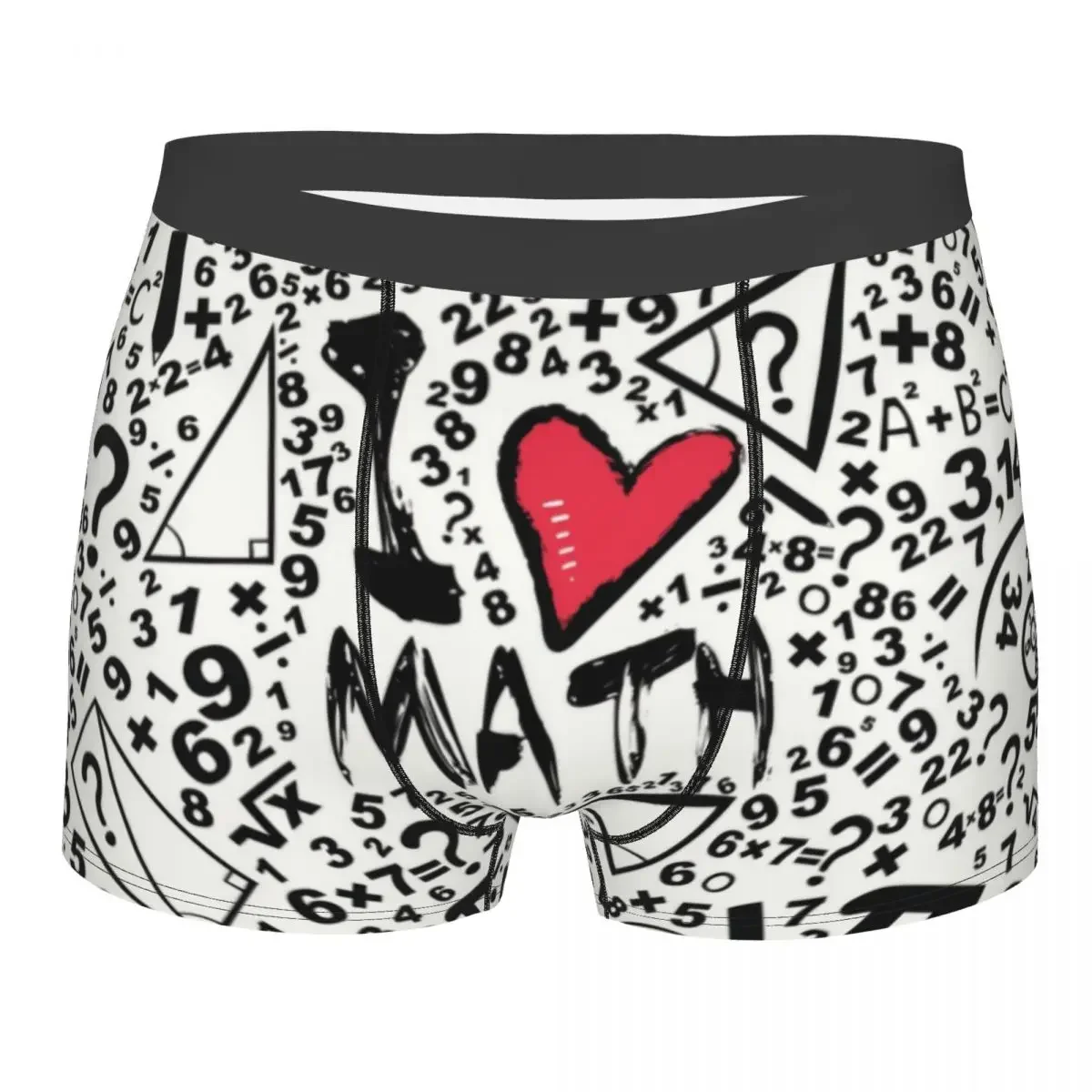 I Love Math Pattern Underwear Men Breathable Geek Mathematics Teacher Boxer Briefs Shorts Panties Soft Underpants For Homme