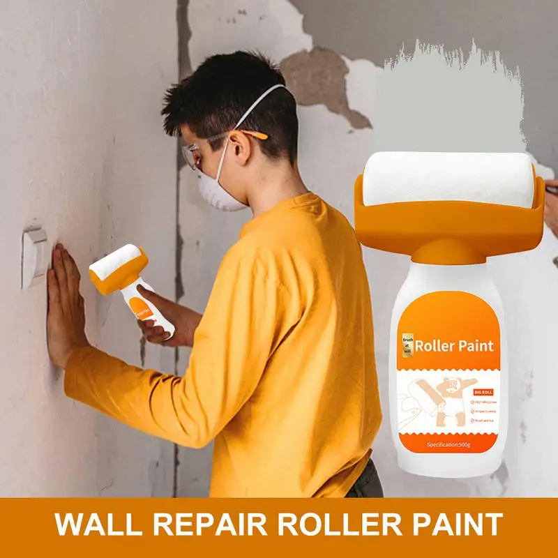 Small Roller Wall Patching Brush Portable 2 In 1 Wall Paint Repair Brush With Small Roller Water-based Coating Wall Repair Tool