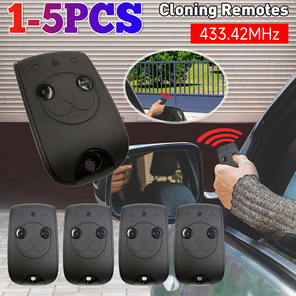 

1-5pcs 50M Long Range 433MHz Universal Clone Garage Door Remote Control 2 Button Copy Remote for Rolling Shutter Gate Opener