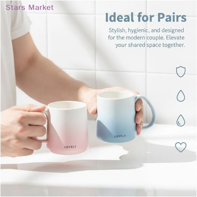 Mold Proof Plastic Mouthwash Cup Gradient Color Comfortable Handle For Home Bathroom Oral Hygiene Use