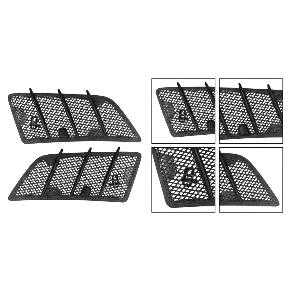OEM Style Hood Air Vent Grille Cover Set for Mercedes W164 W166 2PCS Black ABS Plastic with Vertical Mesh Design