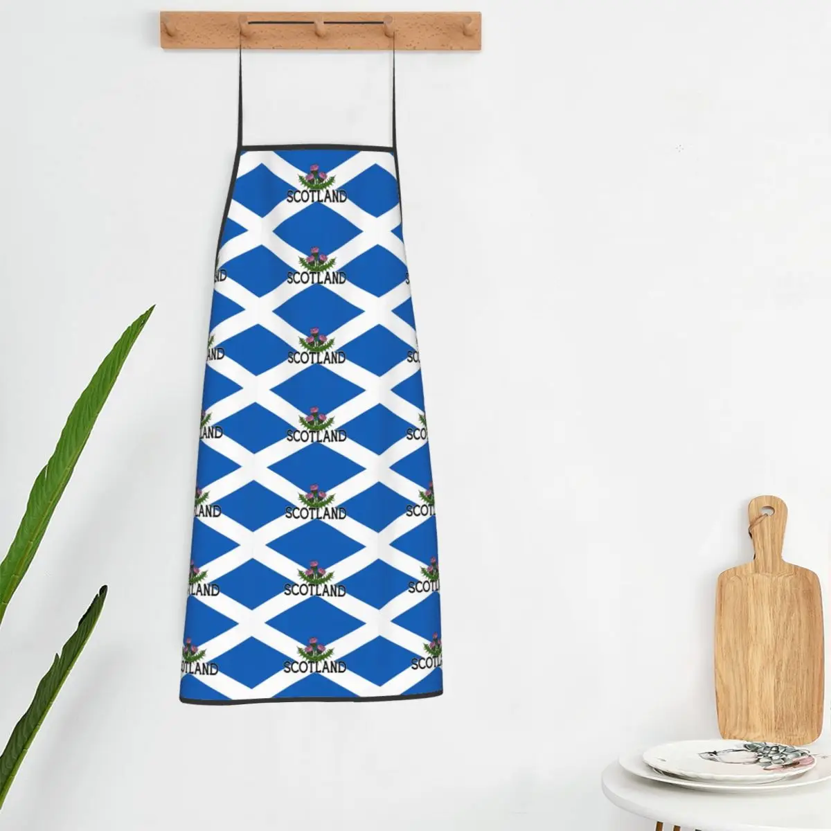 Scotland Saltire Flag Scottish St Andrews Cross And Thistle Apron Chef Cooking Tablier Sleeveless Bib Kitchen Cleaning Pinafore