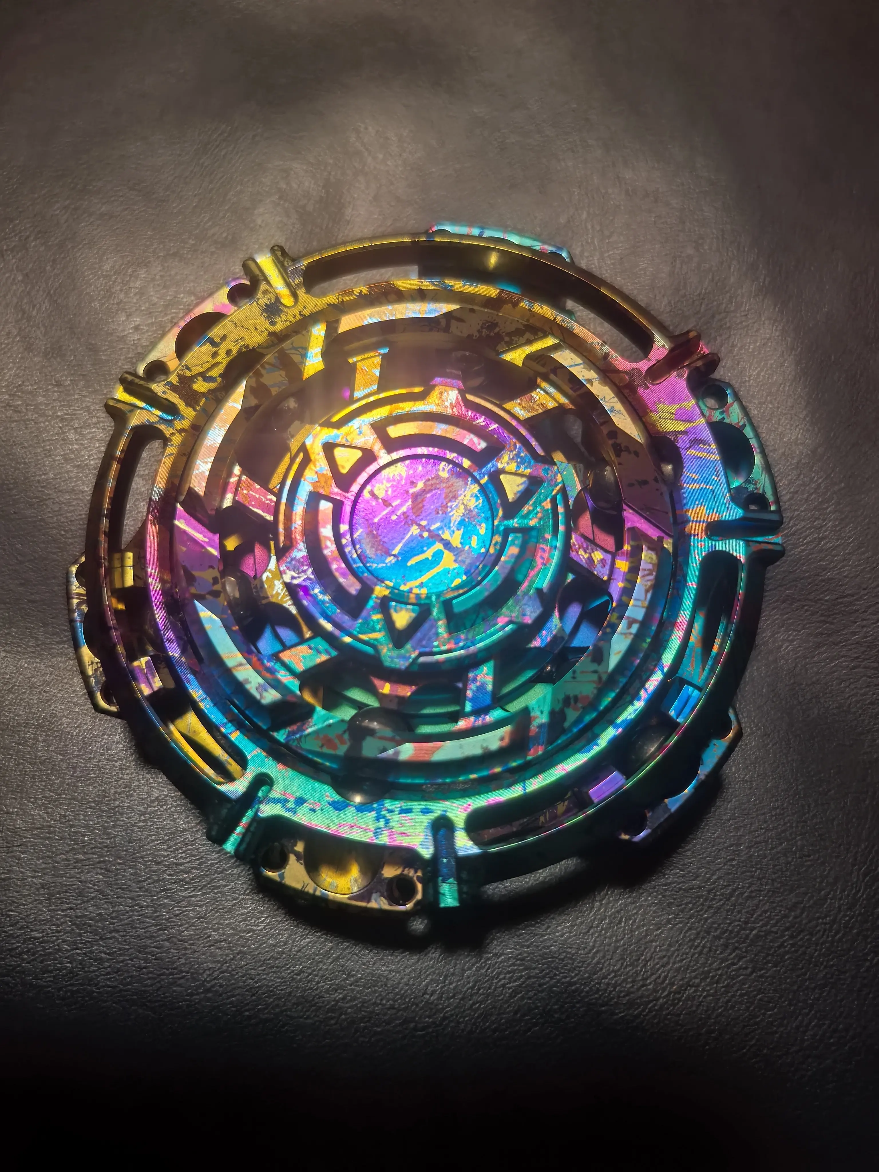 Used EDC Five-five Open Magic Ring Gyro, Non-secret Carving Ring, This Titanium Splashing Ink Egg Model Is So Beautiful