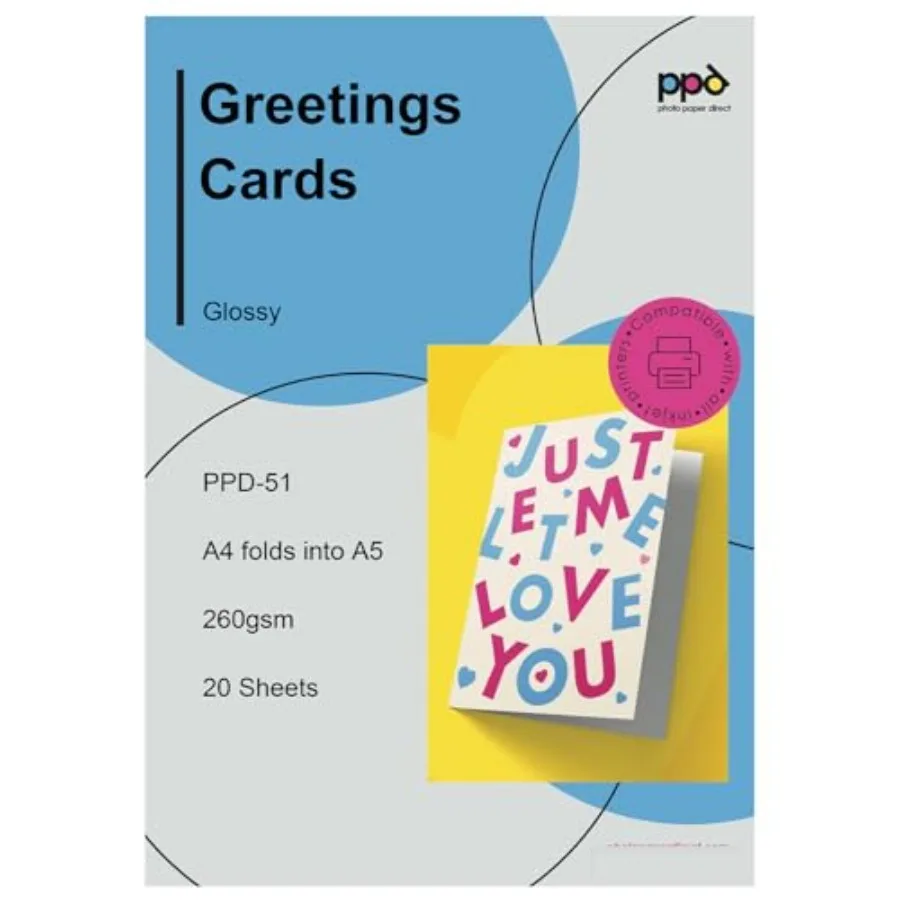 

Greeting Card Paper, Printable Greeting Cards for Inkjet Printer, 8.5 x 11 Blank Half Fold to 5.5 x 8.5 Custom Cards for Birthd