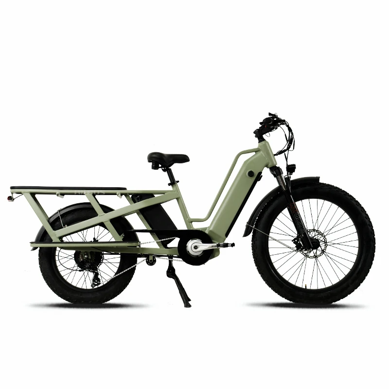 

26-дюймовый грузовой электровелосипед с интегрированной литиевой батареей, алюминиевый сплав, 7 скоростей, бесщеточный двигатель, с детским сиденьем и большой багажной платформой