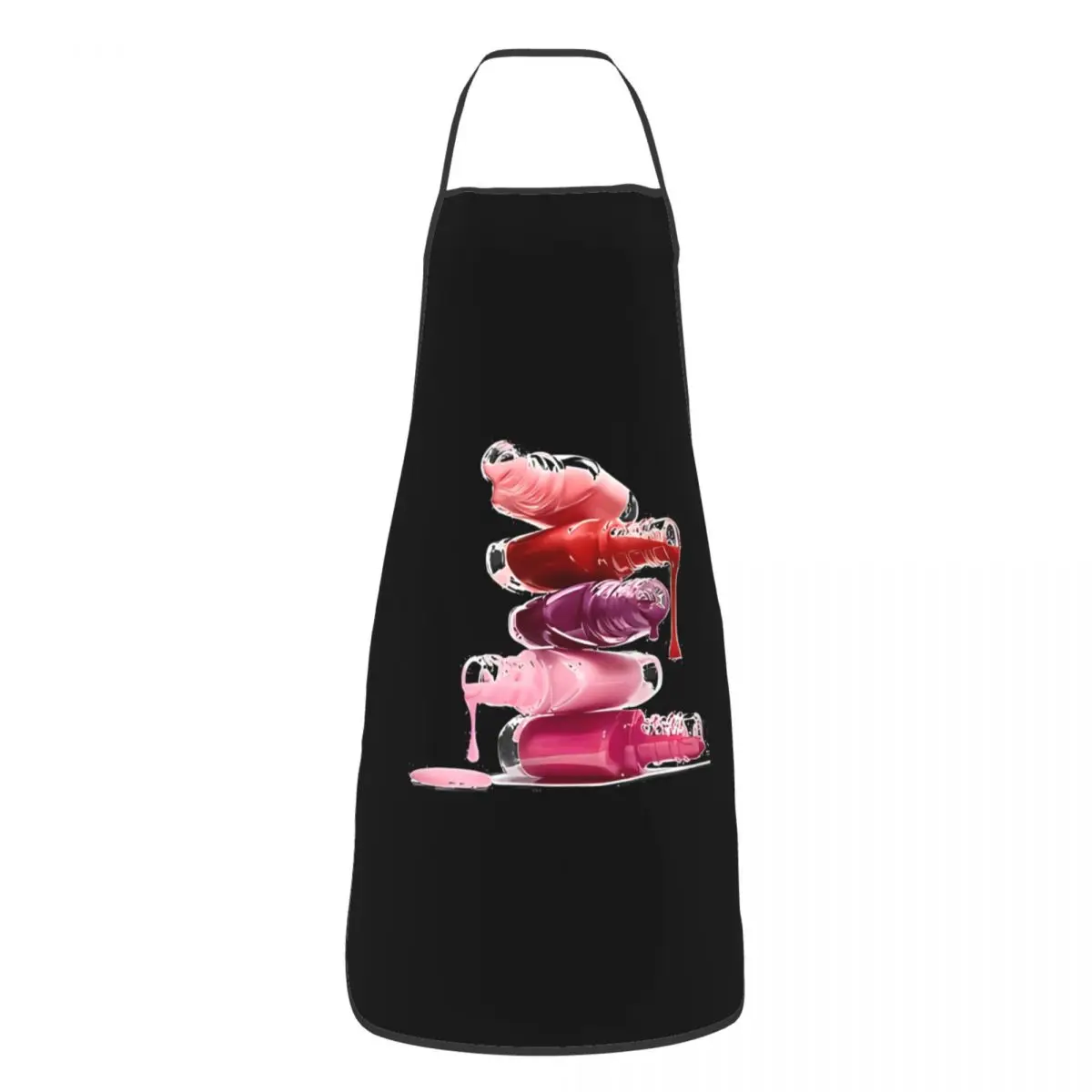 Custom Bib Pink And Red Apron for Men Women Adult Chef Cooking Kitchen Nail Polish Tablier Cuisine Baking