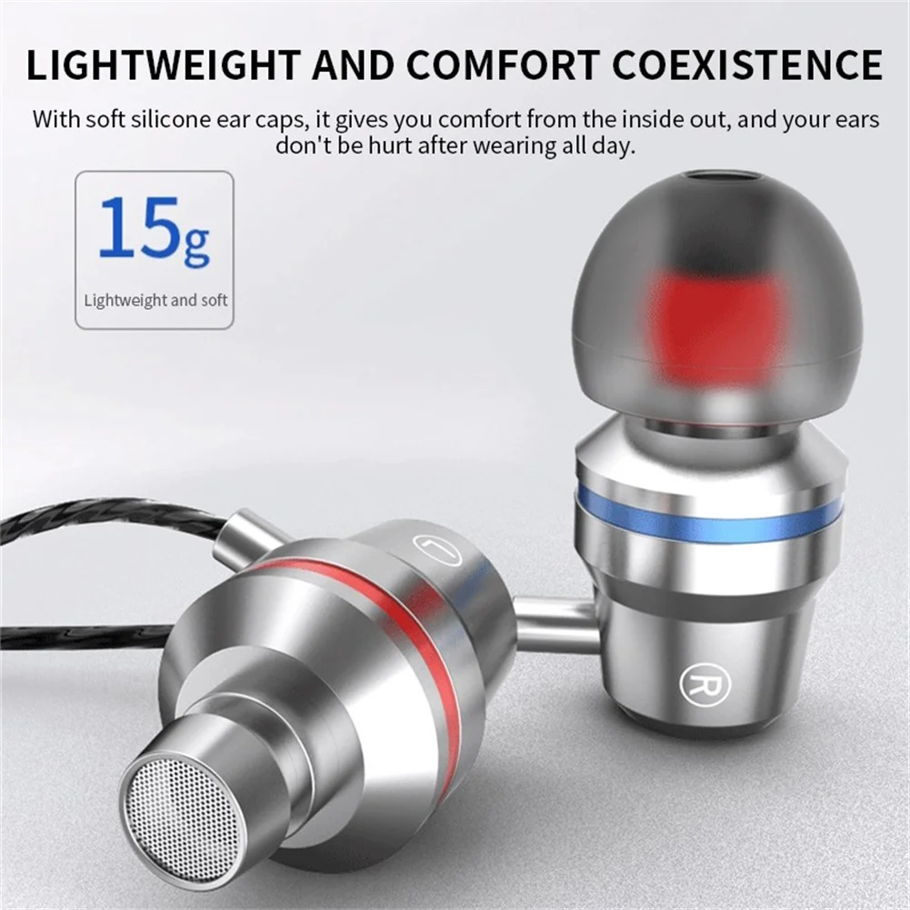 Universal Type-c Earphone in-Ear Noise Reduction Wire-Controlled Tuning 3.5mm Phone Headset Black