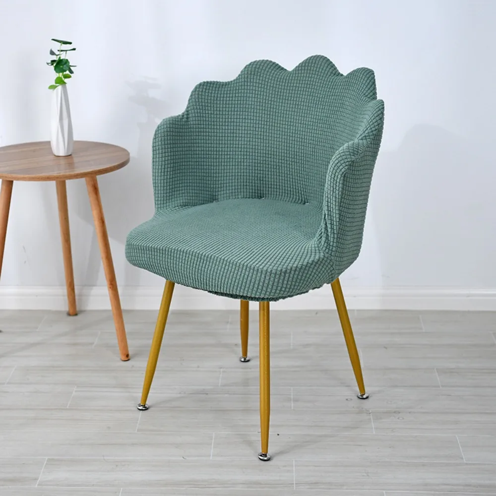 Elastic Petal Chair Cover Curved Dustproof Makeup Chair Cover Anti-slip Polar Fleece Dining Table Chair Cover Reading Room Decor
