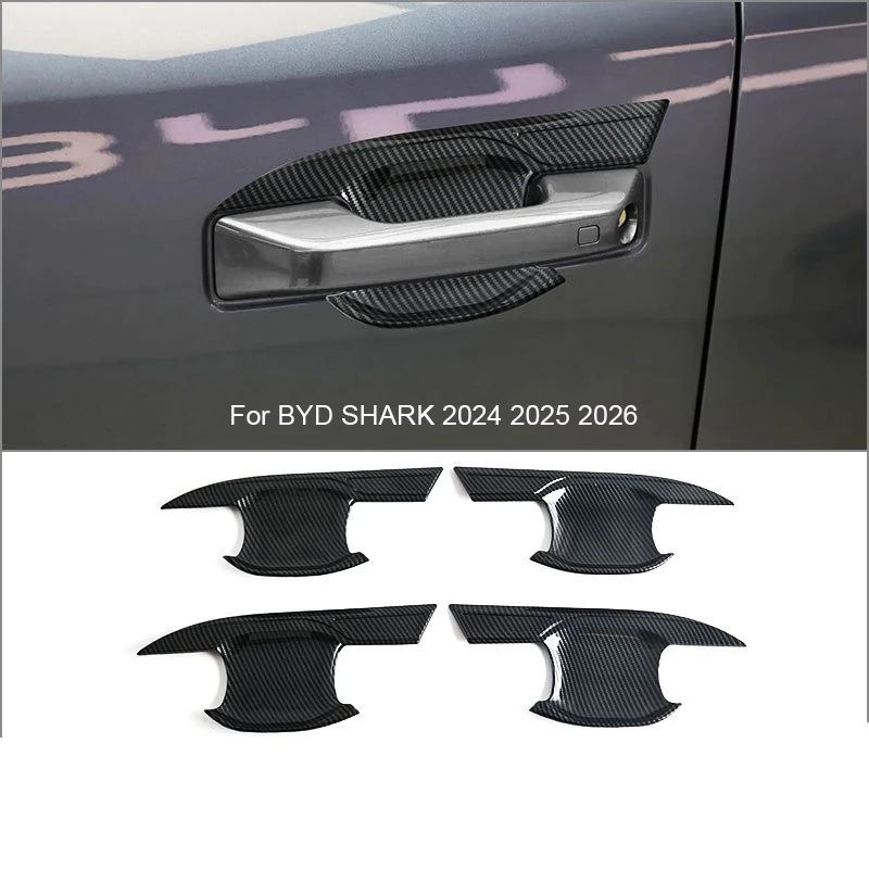 4PCS/Lot Car ABS Door Handle Decoration Sequin Door Bowl Cover For BYD SHARK 6 2024 2025 2026 LHD&RHD Exterior Auto Accessories