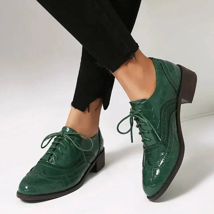 

Lace Up Low Heels Women's Single Shoes Women Round Head British Casual Office Shoes