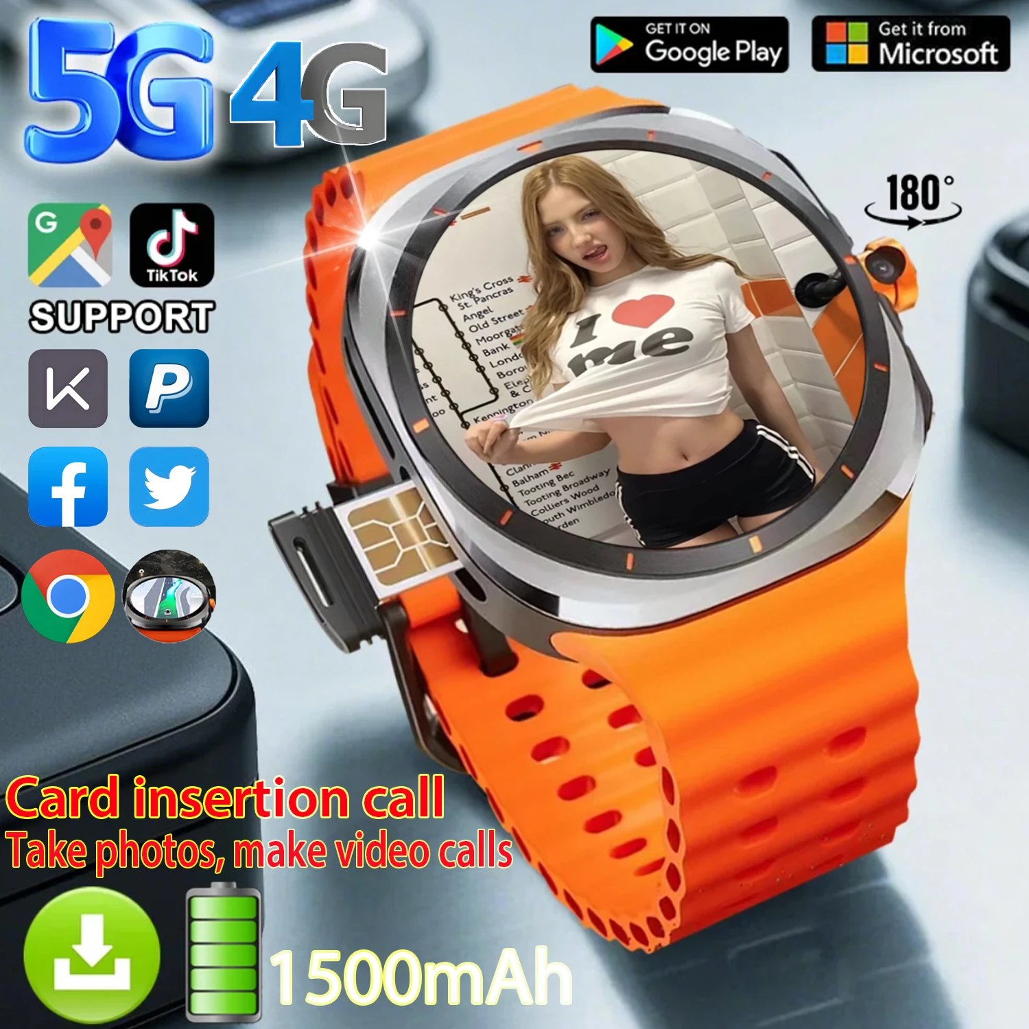 

Новые часы Ultra Smart Watch Видеозвонок Smartwatch 4G/5G SIM-карта GPS WIFI Поворотная камера Глобальный вызов 128 Сховное хранилище AMOLED-экран
