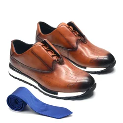 Zapatillas de deporte informales de negocios de diseñador de marca clásica para hombre, calzado básico con cordones de cuero genuino para exteriores, Oxfords planos diarios