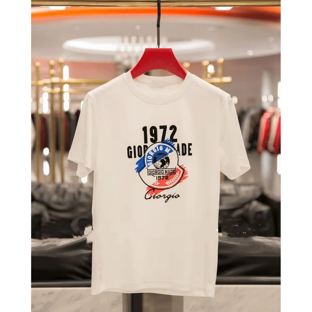 2025 Trend Brand Summer Men's and Women's New Pure Cotton Round Neck T-shirt Letter Printing Trend Casual Wear Slim T-shirt